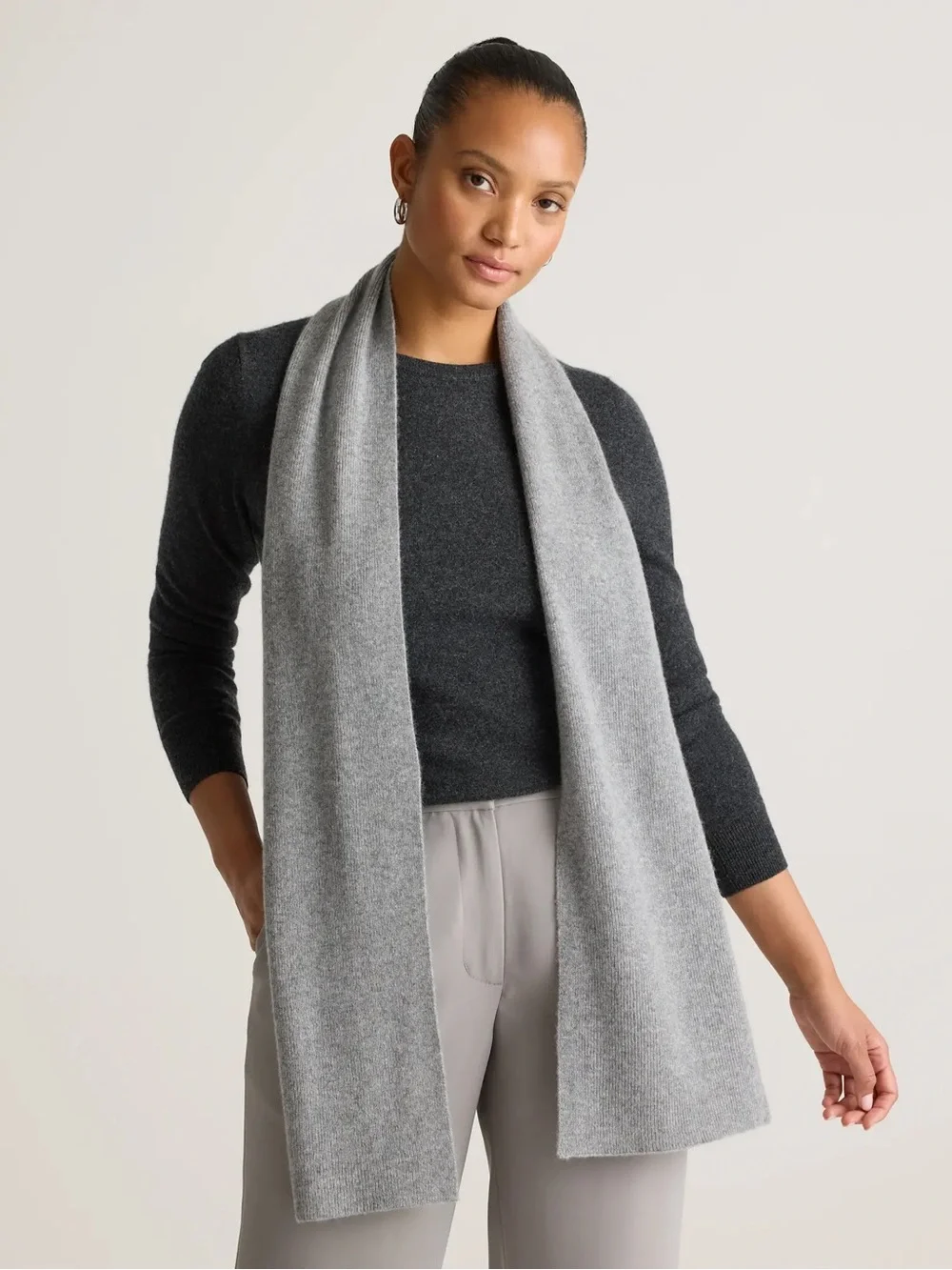 NWT QUINCE Mongolian Cashmere Scarf Heather Grey 8563